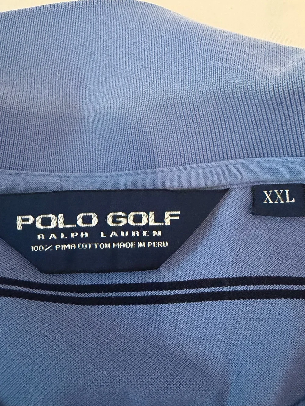 Polo Golf Ralph Lauren XXL Blue Striped Pima Cotton Polo Shirt Classic Golf